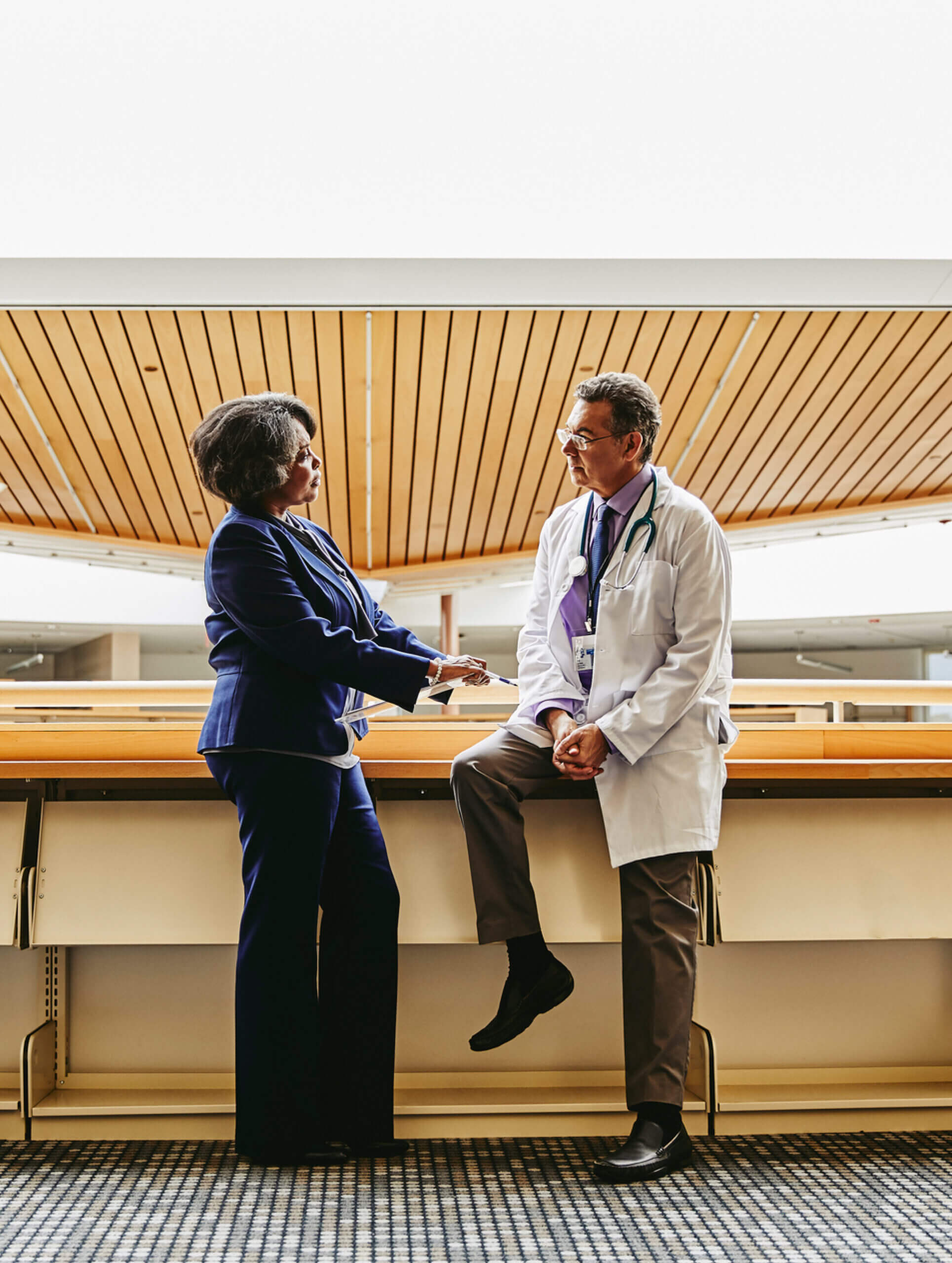 Healthcare professionals in conversation